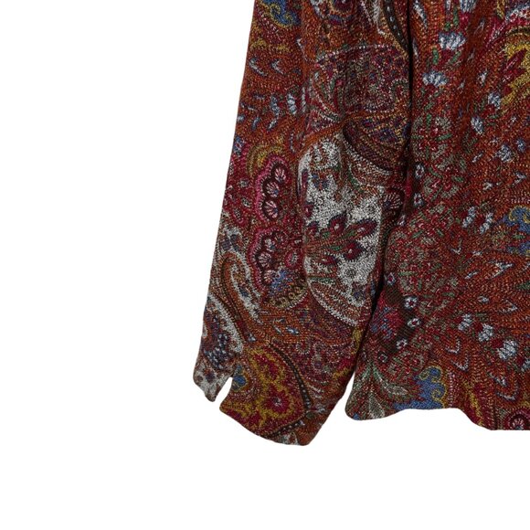 Coldwater Creek Blazer Womens Medium Red Paisley Colorful Boho Workwear Career - Picture 6 of 12
